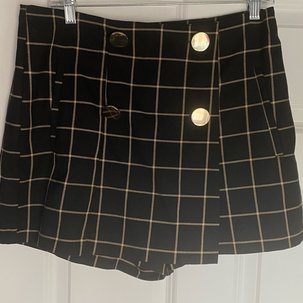 ZARA black and yellow plaid skirt with buttons